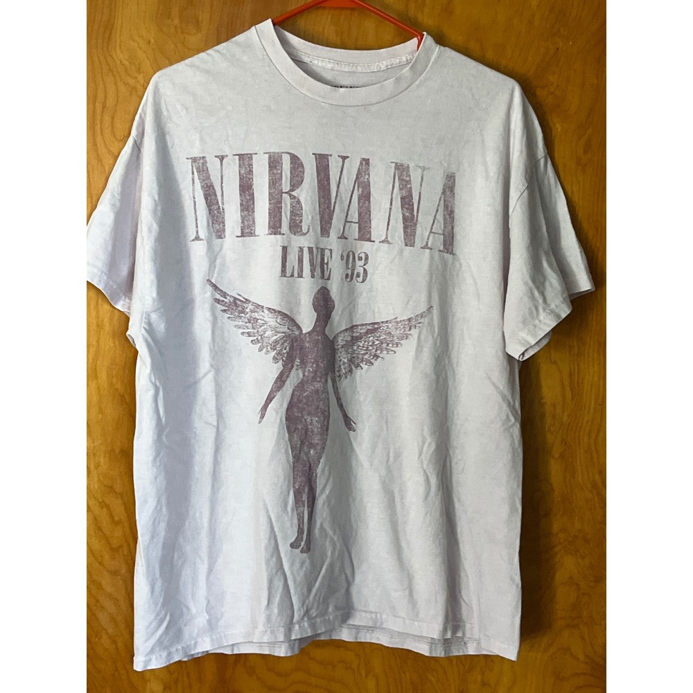 Nirvana In Utero Live 93 Tour Graphic T-Shirt Pink Mens 1X Angel Back Print
